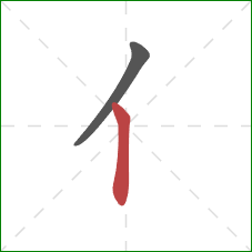 亻的笔顺第2画：竖