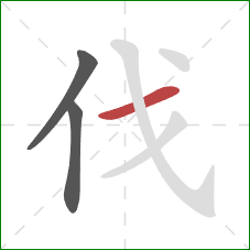 伐的笔顺第3画：横