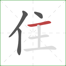 住的笔顺第4画：横