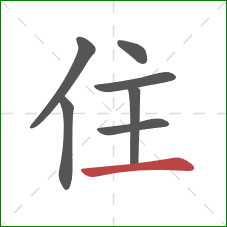 住的笔顺第7画：横