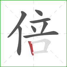 倍的笔顺第8画：竖