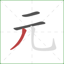 元的笔顺第3画：撇