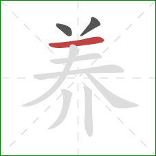 养的笔顺第3画：横