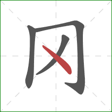 冈的笔顺第4画：点
