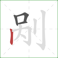 剐的笔顺第4画：竖