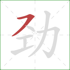 劲的笔顺第1画：横撇