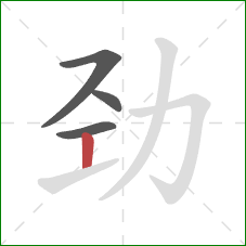 劲的笔顺第4画：竖