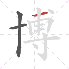 博的笔顺第3画：横