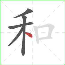 和的笔顺第5画：点