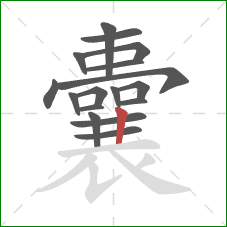 囊的笔顺第17画：竖