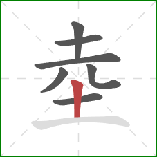 坴的笔顺第7画：竖