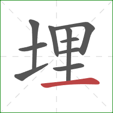 埋的笔顺第10画：横