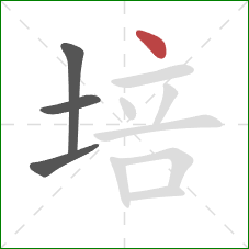 培的笔顺第4画：点