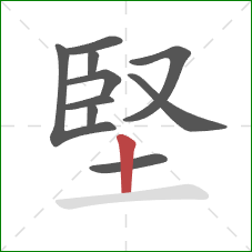 堅的笔顺第10画：竖