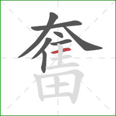 奮的笔顺第8画：横