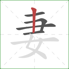 妻的笔顺第5画：竖