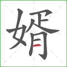婿的笔顺第12画：横