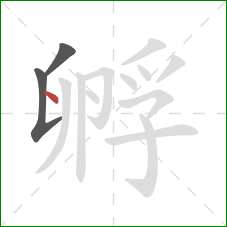 孵的笔顺第3画：点