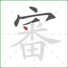 審的笔顺第5画：点