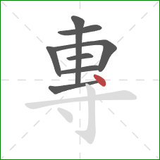 專的笔顺第8画：点