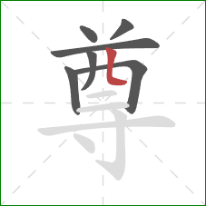 尊的笔顺第7画:竖弯 尊的笔顺第7画:竖弯