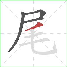 尾的笔顺第4画：撇