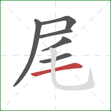 尾的笔顺第6画：横