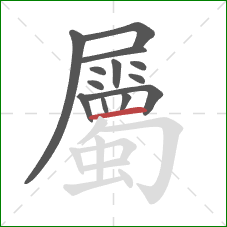 屬的笔顺第13画：横