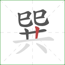 巽的笔顺第9画：竖