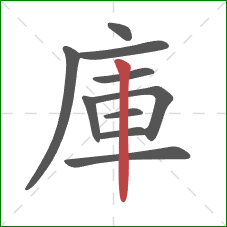 庫的笔顺第10画：竖