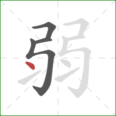 弱的笔顺第4画:点 弱的笔顺第4画:点