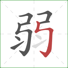 弱的笔顺第8画:竖折折钩 弱的笔顺第8画:竖折折钩