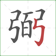 弼的笔顺第12画：竖折折钩