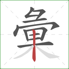 彙的笔顺第11画：竖