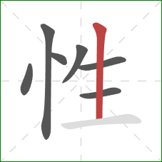 性的笔顺第7画：竖