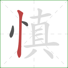 慎的笔顺第3画：竖