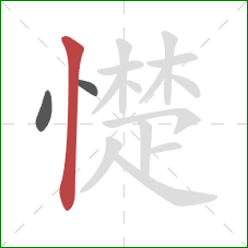 憷的笔顺第3画：竖