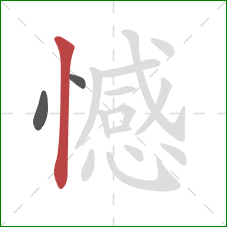 憾的笔顺第3画：竖