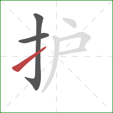 护的笔顺第3画：提