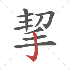 挈的笔顺第10画：竖钩