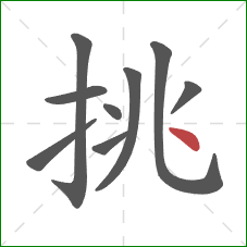 挑的笔顺第9画：点