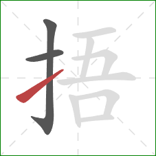 捂的笔顺第3画：提