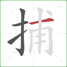 捕的笔顺第4画：横