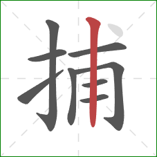 捕的笔顺第9画：竖
