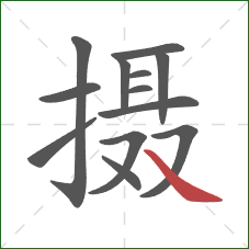 摄的笔顺第13画：捺