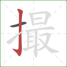 撮的笔顺第2画：竖钩