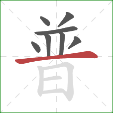 普的笔顺第8画：横