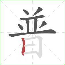 普的笔顺第9画：竖