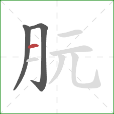 朊的笔顺第3画：横