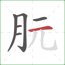 朊的笔顺第6画：横